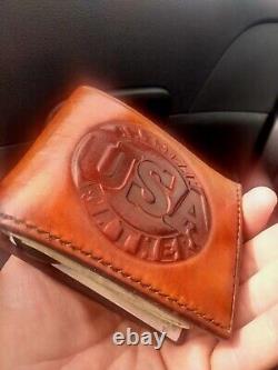 Hand Made Leather Bifold Wallet (american Father Usa) Built To Last