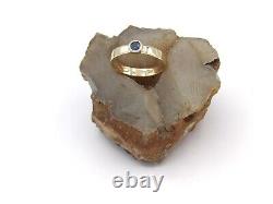 Hand Made in USA 10k Yellow Gold Wedding Band Ring with 4mm Nat Sapphire-US10.75