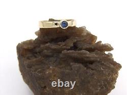 Hand Made in USA 10k Yellow Gold Wedding Band Ring with 4mm Nat Sapphire-US10.75