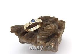 Hand Made in USA 10k Yellow Gold Wedding Band Ring with 4mm Nat Sapphire-US10.75