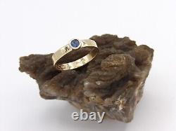 Hand Made in USA 10k Yellow Gold Wedding Band Ring with 4mm Nat Sapphire-US10.75