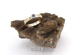 Hand Made in USA 10k Yellow Gold Wedding Band Ring with 4mm Nat Sapphire-US10.75