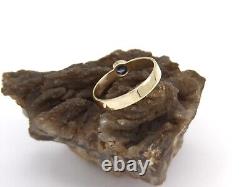 Hand Made in USA 10k Yellow Gold Wedding Band Ring with 4mm Nat Sapphire-US10.75