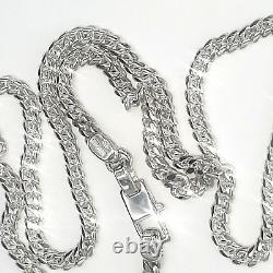 Hand Made in USA. 925 Sterling Silver Cuban Curb Chain 24 inches