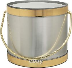 Hand Made in USA Brushed Silver with Gold Trim Double Walled 3-Quart Insulated I