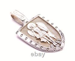 Hand Made in USA Oxidized Solid. 925 Sterling Silver Archangel St Michael Rhodium