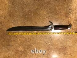 Hand forged knife Gary Cox 24 overall length with custom leather sheath