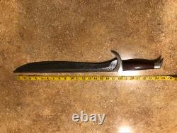 Hand forged knife Gary Cox 24 overall length with custom leather sheath