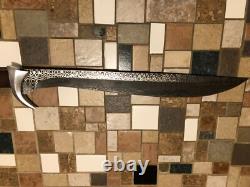 Hand forged knife Gary Cox 24 overall length with custom leather sheath