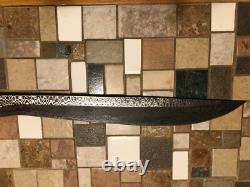 Hand forged knife Gary Cox 24 overall length with custom leather sheath