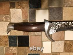 Hand forged knife Gary Cox 24 overall length with custom leather sheath