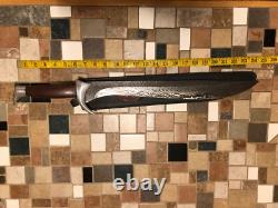 Hand forged knife Gary Cox 24 overall length with custom leather sheath