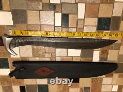 Hand forged knife Gary Cox 24 overall length with custom leather sheath