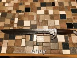 Hand forged knife Gary Cox 24 overall length with custom leather sheath
