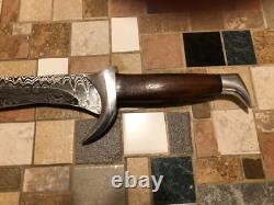Hand forged knife Gary Cox 24 overall length with custom leather sheath