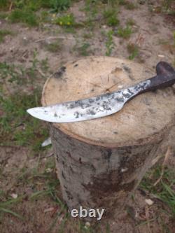 Hand forged railroad spike knife with twisted handle, sharp blade Made In USA