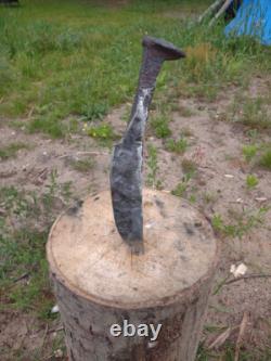 Hand forged railroad spike knife with twisted handle, sharp blade Made In USA
