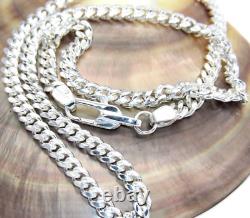 Hand made in USA Solid925 Sterling Silver 5 mm Wide Miami Cuban Curb Links Chain