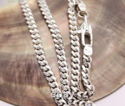 Hand made in USA Solid925 Sterling Silver 5 mm Wide Miami Cuban Curb Links Chain