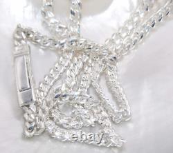 Hand made in USA Solid. 925 Sterling Silver 4.10 mm Wide Miami Cuban Curb Chain