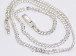 Hand made in USA Solid. 925 Sterling Silver 4.10 mm Wide Miami Cuban Curb Chain