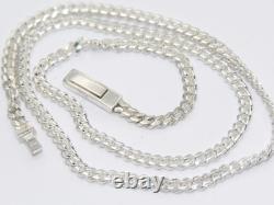 Hand made in USA Solid. 925 Sterling Silver 4.10 mm Wide Miami Cuban Curb Chain