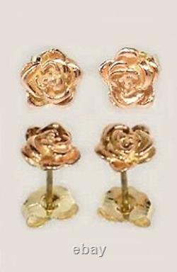 Handcrafted South Dakota Black Hills 12kt Gold Red Rose Studs King Croesus Lydia