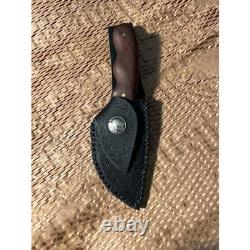 Handmade 440c SS, Straightback Hunting Knife, Mahogany Grip, Leather Sheath Handmade 440c SS, Straightback Hunting Knife, Mahogany Grip, Leather Sheath