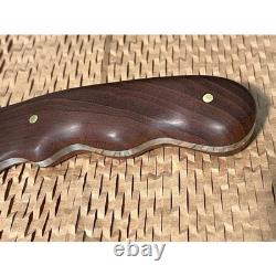 Handmade 440c SS, Straightback Hunting Knife, Mahogany Grip, Leather Sheath