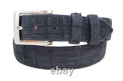 Handmade AAA ULTRA Suede Navy Blue Alligator Leather Belt (Made in U. S. A)