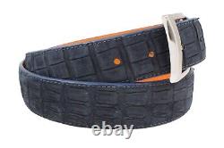 Handmade AAA ULTRA Suede Navy Blue Alligator Leather Belt (Made in U. S. A)