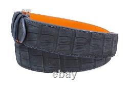 Handmade AAA ULTRA Suede Navy Blue Alligator Leather Belt (Made in U. S. A)