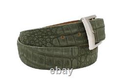 Handmade AAA ULTRA Suede Olive Green Alligator Leather Belt (Made in U. S. A)