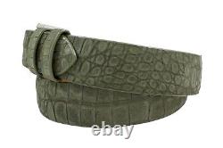Handmade AAA ULTRA Suede Olive Green Alligator Leather Belt (Made in U. S. A)