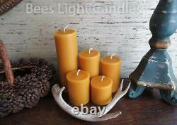 Handmade Beeswax Pillar Candles 100% Natural Honey Bees wax USA Unscented