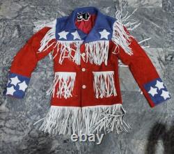 Handmade Beyonce American Flag Fringe Jacket Hand Made USA Flag Jacket