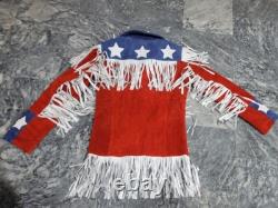 Handmade Beyonce American Flag Fringe Jacket Hand Made USA Flag Jacket