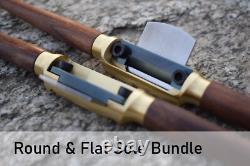 Handmade Brass Spokeshaves Round & Flat Sole Bundle Made in USA