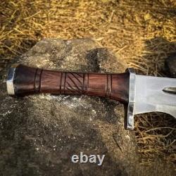 Handmade Carbon Steel Blade Bowie knife-Full tang Hunting knife Survival knife