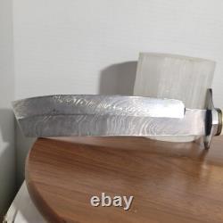 Handmade Damascus Blade Handmade CLELAND Leather Sheath Hunting Survival USA