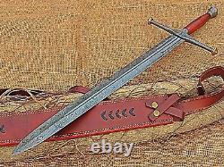 Handmade Damascus Steel Eddard Stark Sword With Leather Sheath