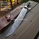 Handmade Damascus Steel Hunting Outdoor Al Musso Camp Bowie Knife Duty Free Usa