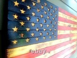 Handmade Distressed Wooden U. S. American Flag