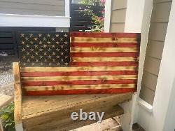 Handmade Distressed Wooden U. S. American Flag