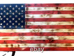 Handmade Distressed Wooden U. S. American Flag