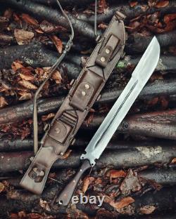 Handmade Forest Knife with Back Sling and Leather Sheath Best USA Gift