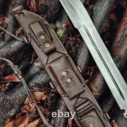 Handmade Forest Knife with Back Sling and Leather Sheath Best USA Gift