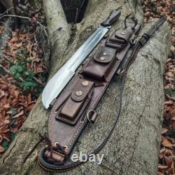 Handmade Forest Knife with Back Sling and Leather Sheath Best USA Gift