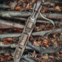 Handmade Forest Knife with Back Sling and Leather Sheath Best USA Gift