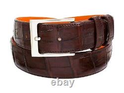 Handmade Genuine AAA ULTRA Brown Alligator Leather Belt (Made in U. S. A)